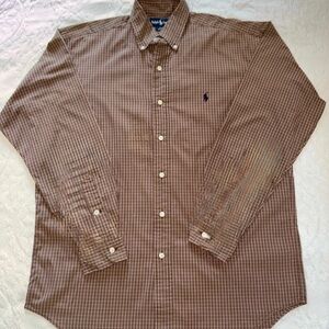 Ralph Lauren Men's Brown Plaid Button-Down Shirt